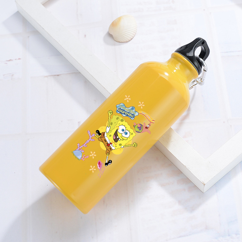 Outdoor Camping Water Tank - Алюминиевая бутылка для воды SpongeBob, желтая,