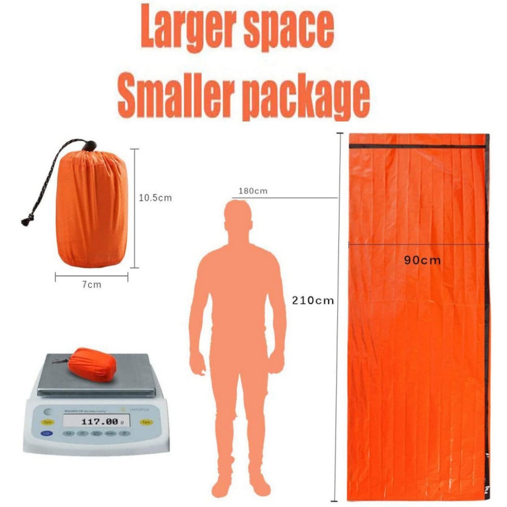 Outdoor Camping Essential Gear - Водонепроницаемое многоразовое термоодеяло из майлара, портативный