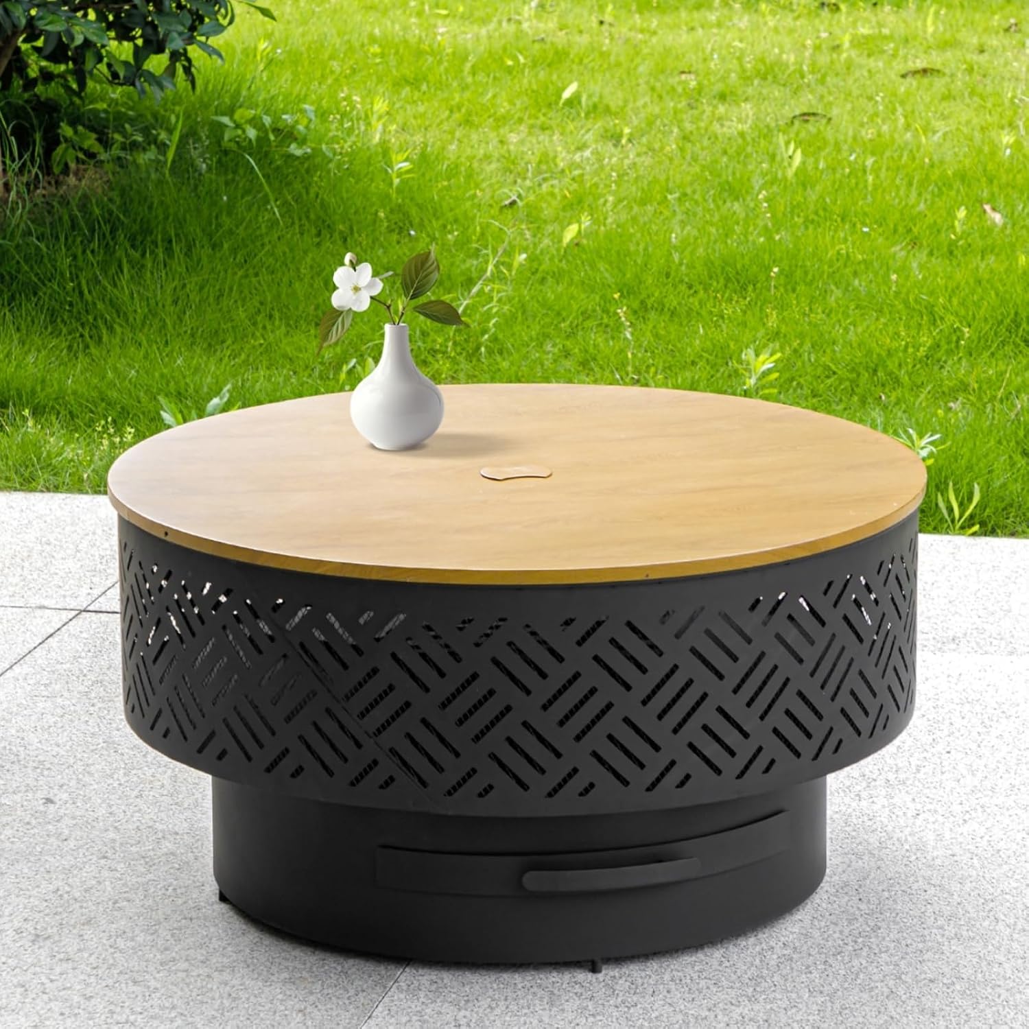 Outdoor Camping Cooking Table - 32-дюймовый круглый металлический стол-кострище для сжигания