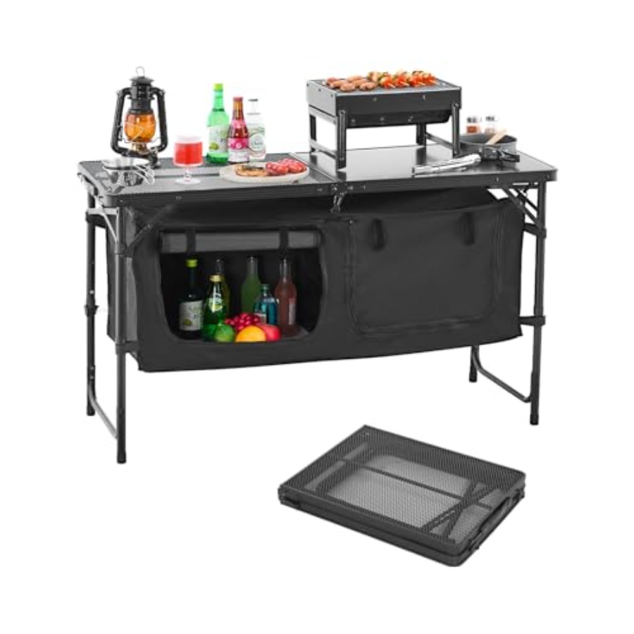 Outdoor Camping Cooking Table - Складной походный кухонный стол, 3 регулируемых