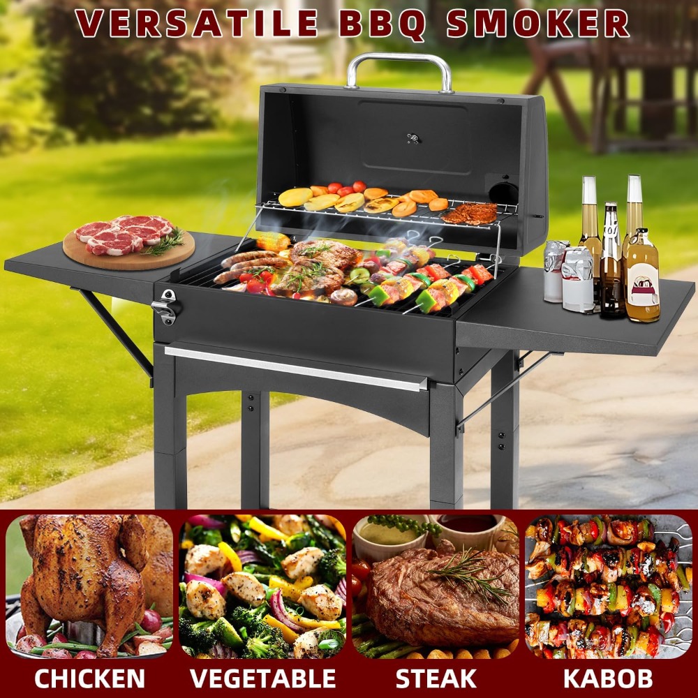 Outdoor Camping Cooking Table - Угольный гриль с боковыми столиками для
